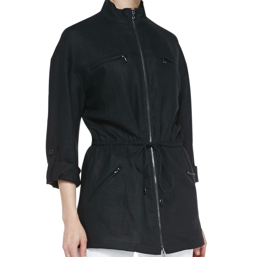 MAGASCHONI Black Linen Front Zip
Jacket Small